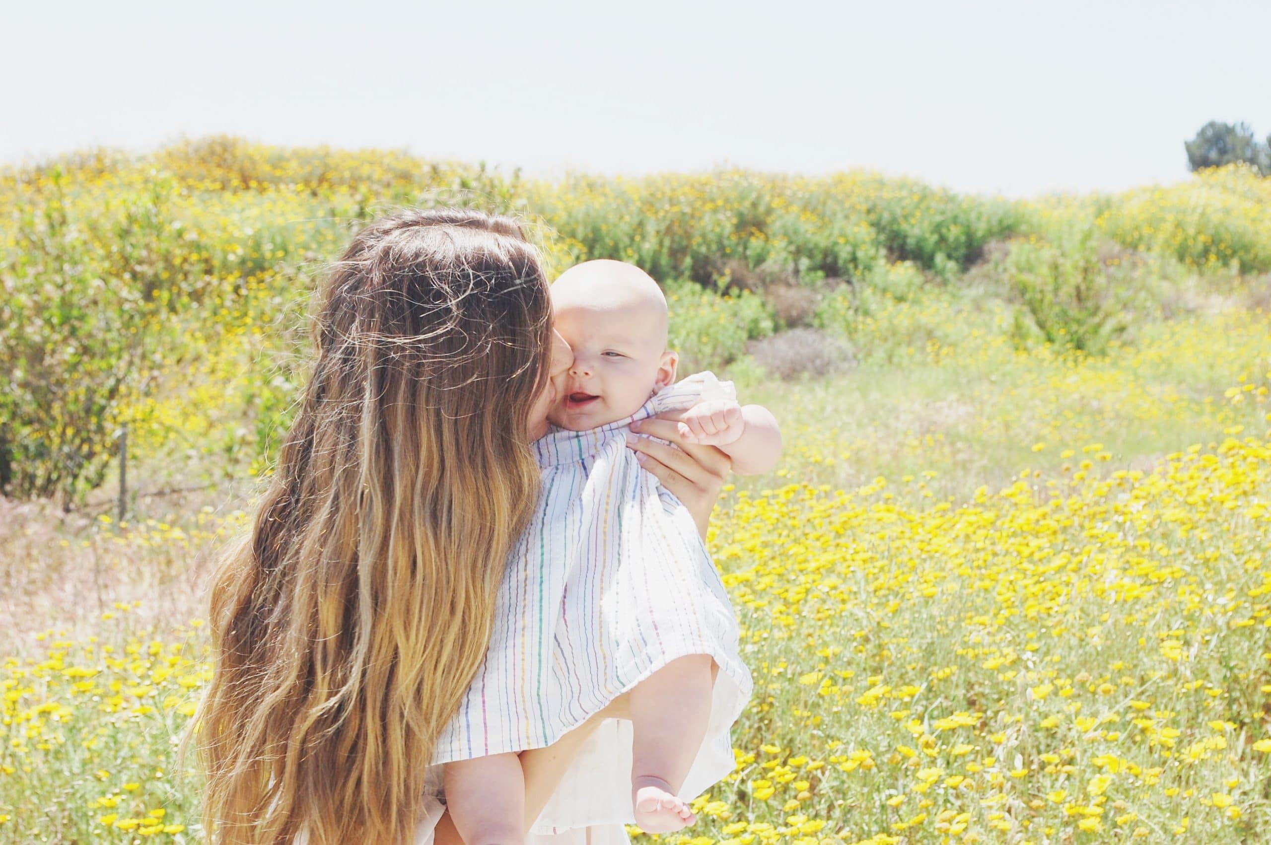 Brand photo yellow flowers kissing lily on cheek