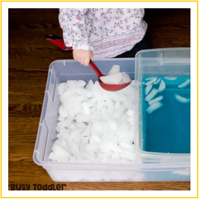 Ice Bin Transfer Activity - Busy Toddler