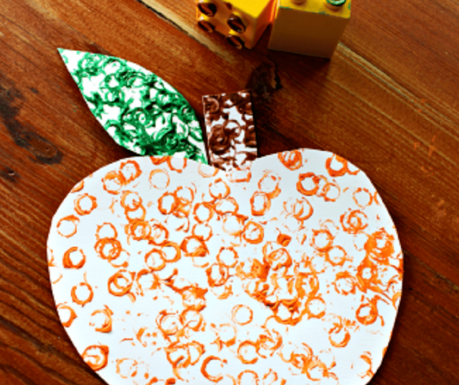 Lego Stamped Pumpkins - Halloween Crafts for Toddlers