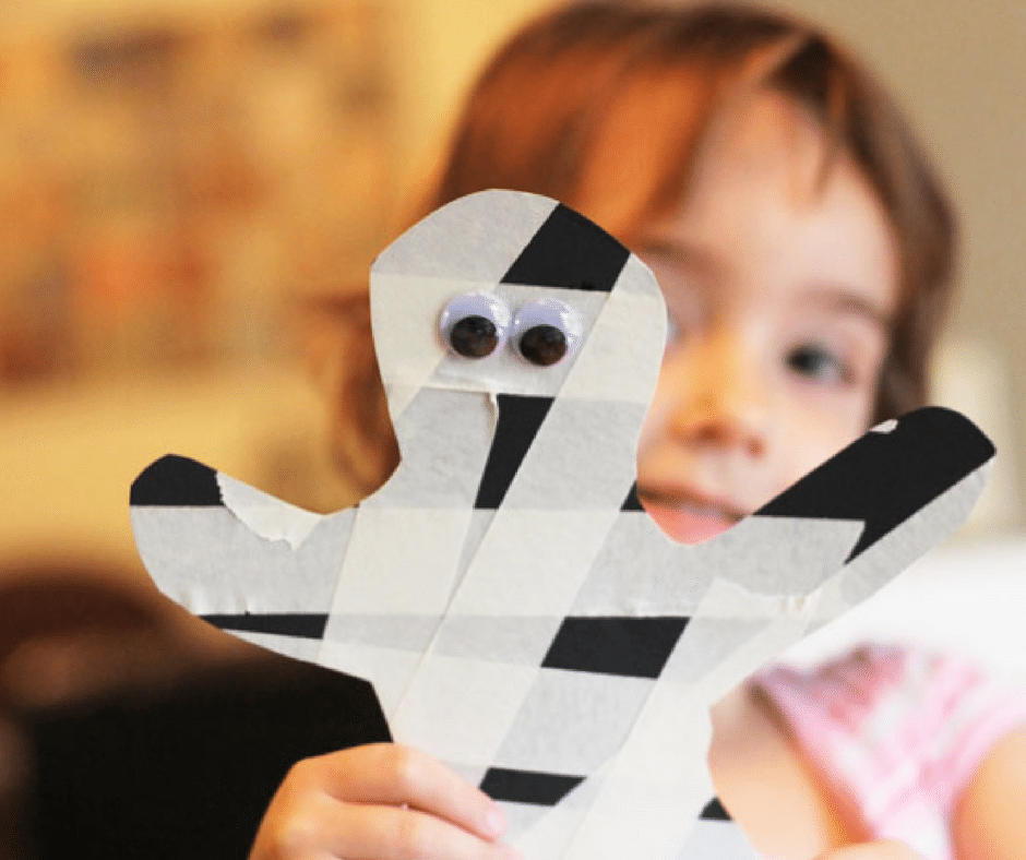 Masking Tape Mummy - Halloween Crafts for Toddlers