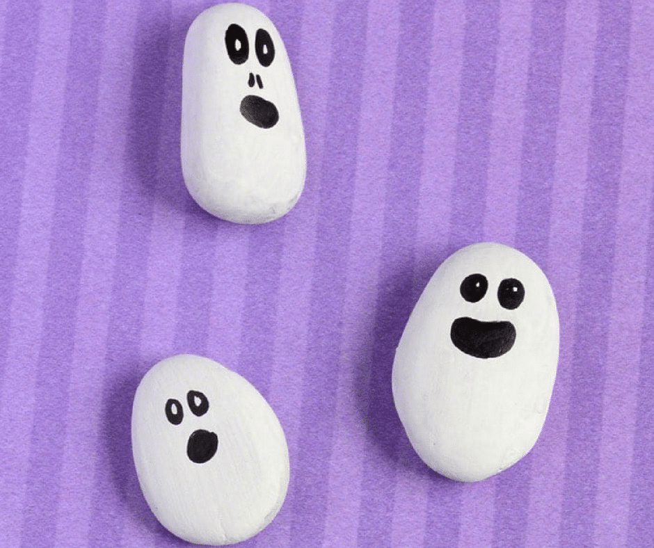 Painted Rock Ghosts - Halloween Crafts for Toddlers
