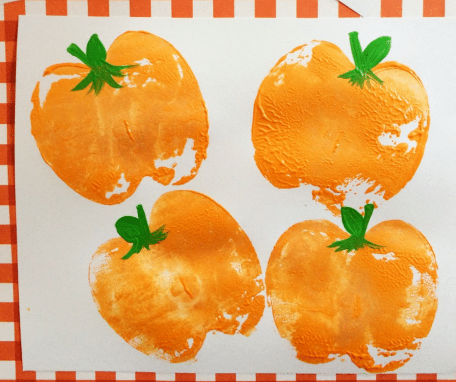 Pumpkin Apple Stamps - Halloween Crafts for Toddlers