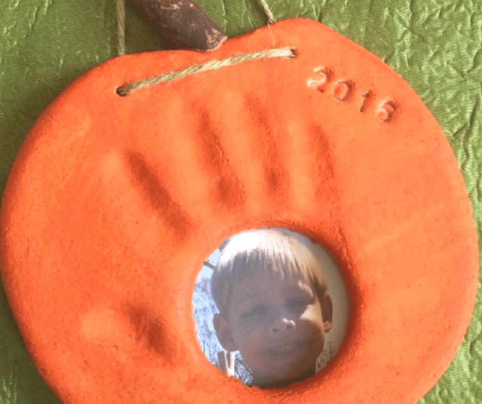 Pumpkin Handprint and Photo Keepsake - Halloween Crafts for Toddlers
