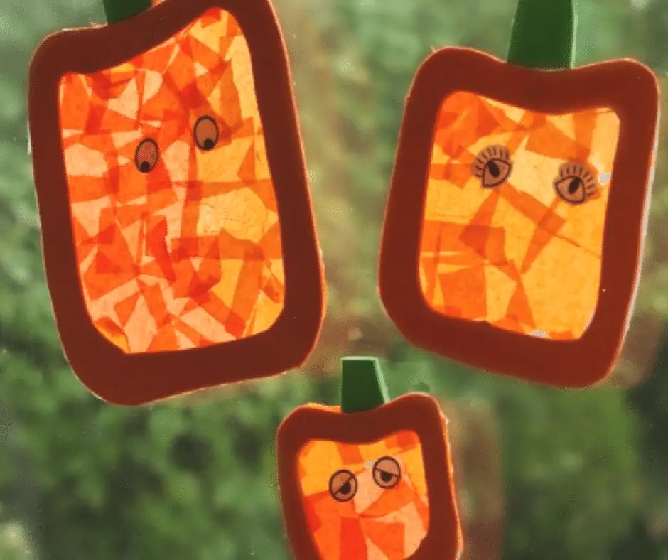 Stained Glass Pumpkin Decorations - Halloween Crafts for Toddlers