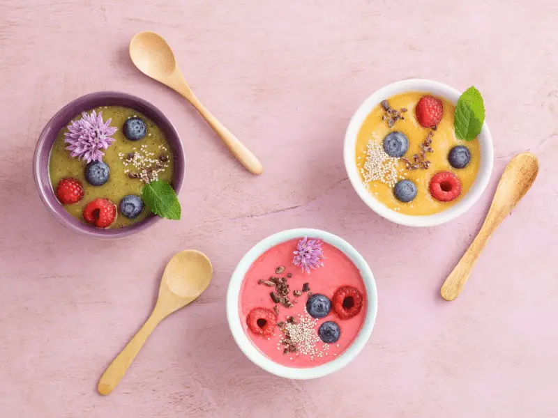 Three smoothie bowls