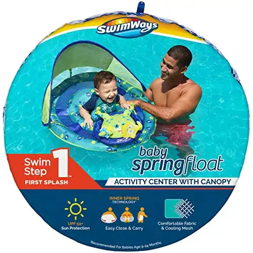 SwimWays Inflatable Baby Pool Float with Canopy